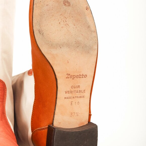 Repetto Beige & Cognac Canvas Leather Tall Boots - Picture 5 of 11